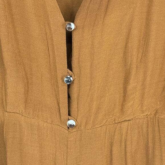 Capulet 3/4 Sleeve Ankle Jumpsuit size Medium V Neck Rust Brown Rayon - Picture 7 of 11